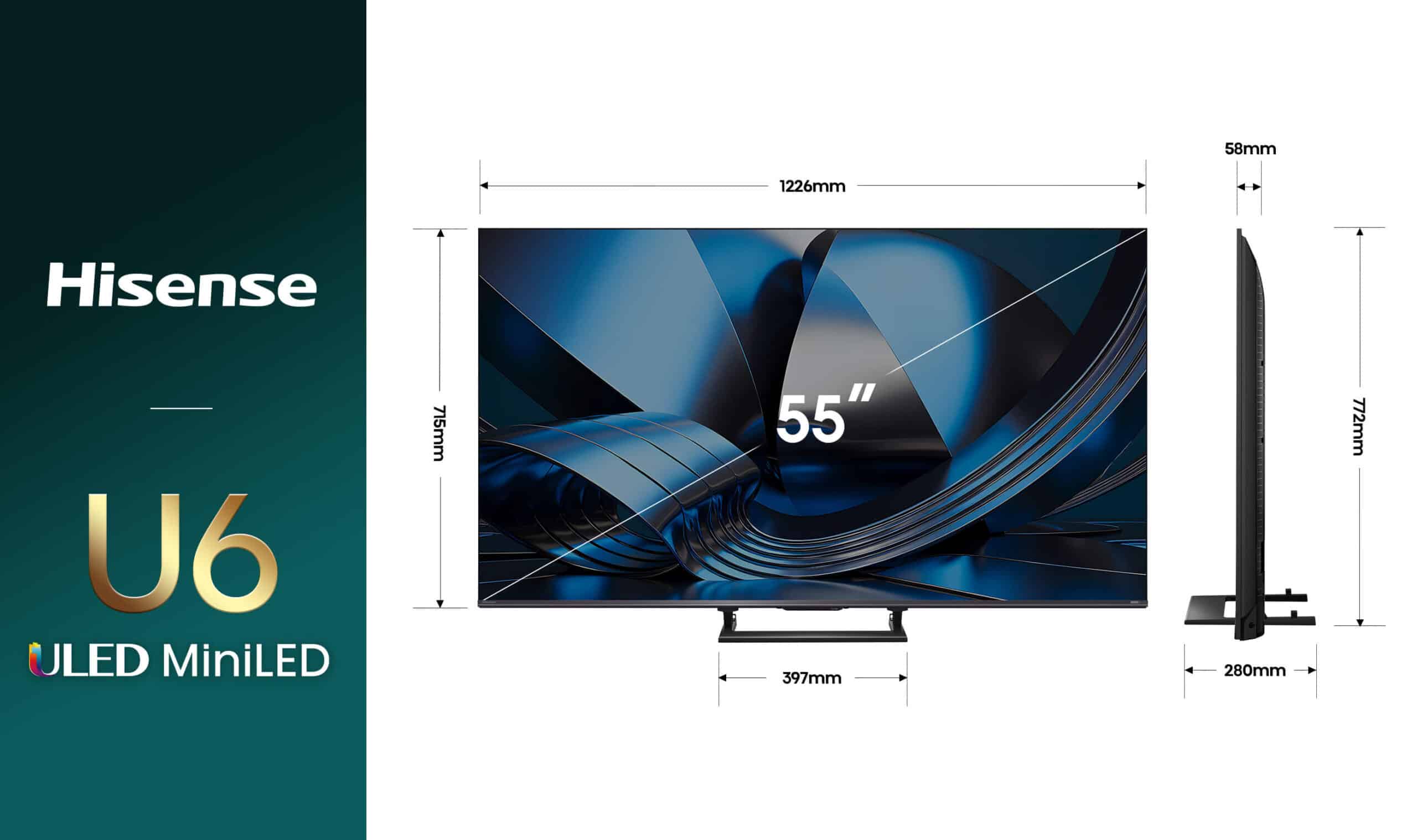 Hisense 55″ U6SNZ LED MiniLED 144Hz 4K Smart AI TV - Box Damaged Unit - Image 4