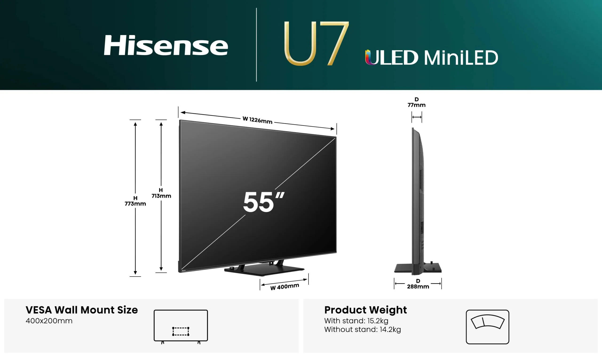 Hisense 55″ ULED MiniLED Series U7QNZ - Refurbished Unit - Image 2