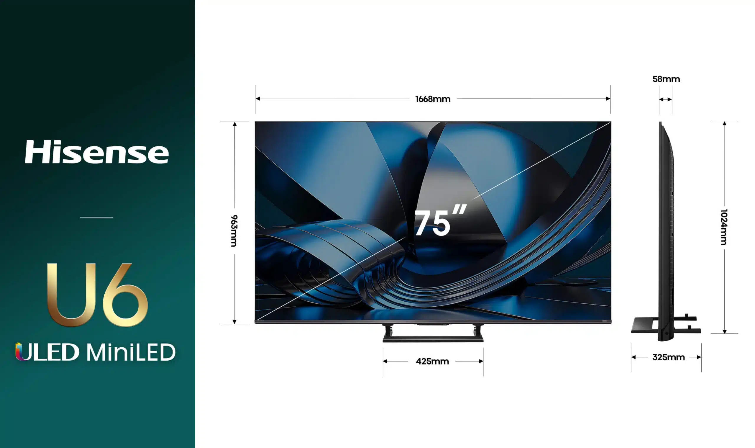 75″ U6S ULED MiniLED 144Hz 4K Smart AI TV - Box Damaged Unit - Image 3