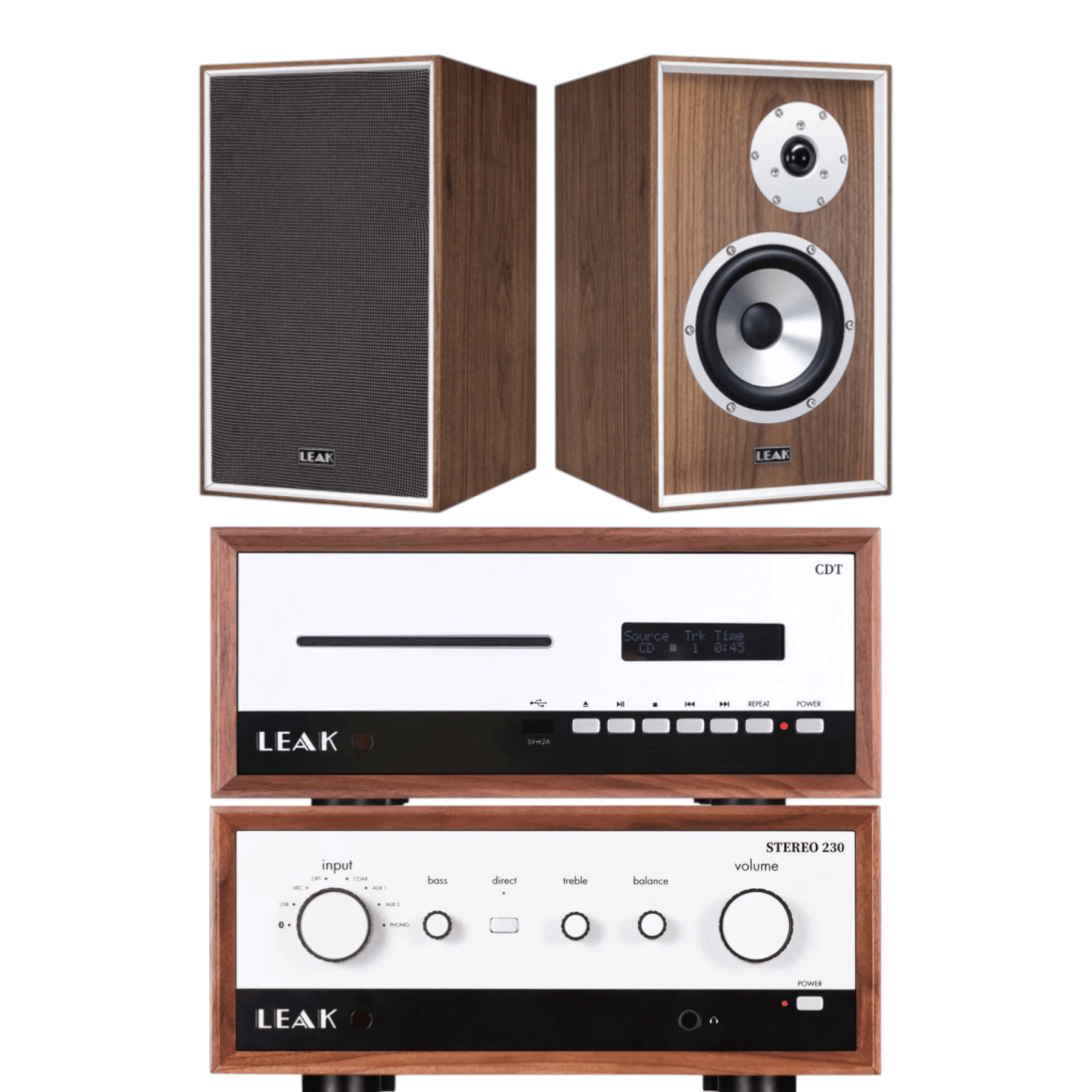 Leak Stereo 230 Integrated Amp + Stereo CD Transport + Sandwich 150 Bookshelf Loudspeakers Bundle #2